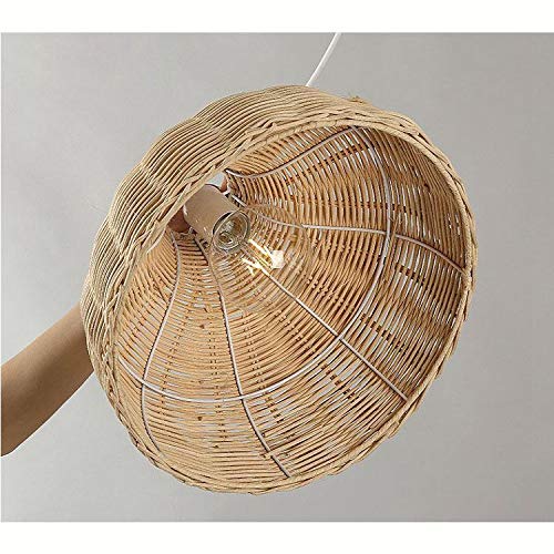 Handwoven Rattan Pendant Light - Modern Farmhouse Dining Room Chandelier & Bedroom Ceiling Lamp - Natural Wicker Hanging Light for Balcony, Porch, Patio (White) - Perfect for Boho, Coastal, and Rustic Home Decor