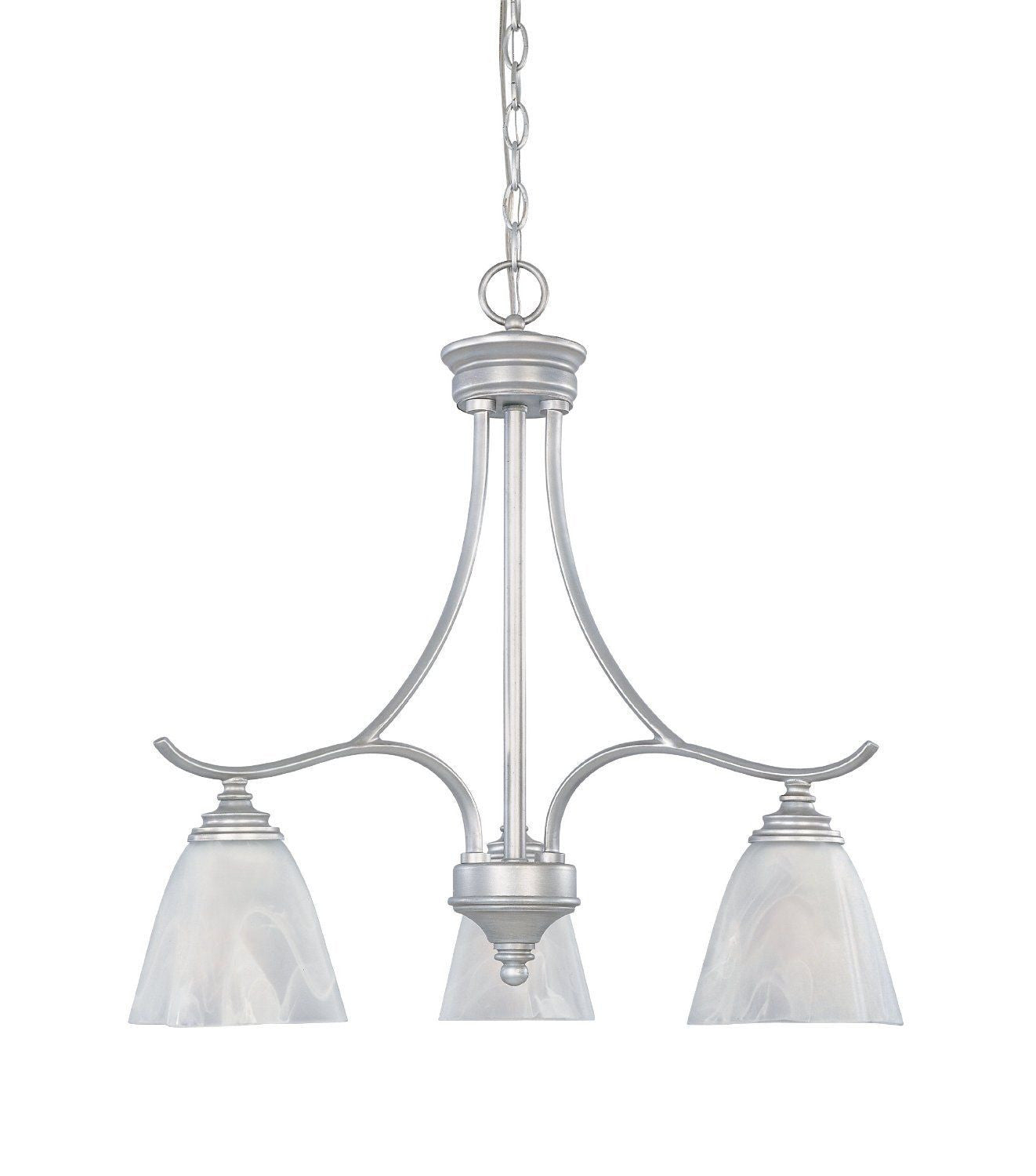 Designer Fountain Lighting 81983 MTP Bella Vista Collection 3-Light Matte Pewter Hanging Chandelier - Perfect for Dining Room, Foyer, or Bedroom Lighting