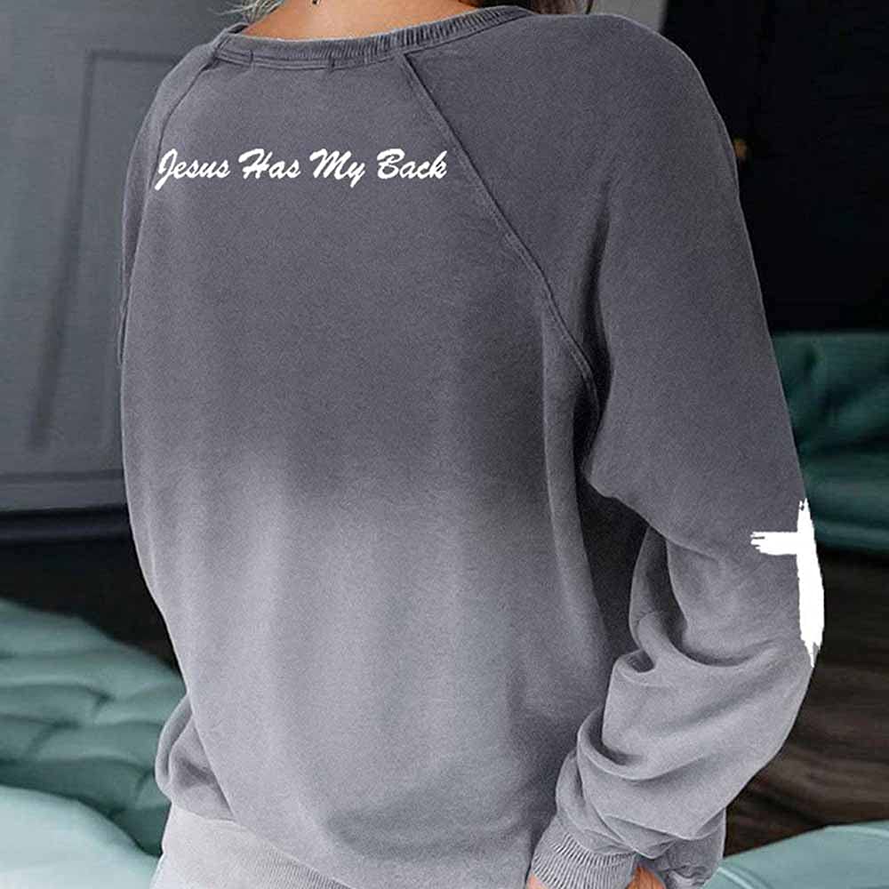 SameeFloral Blessed Cross Heart Gradient Sweatshirt - Jesus Has My Back Christian Women's Hoodie for Church, Bible Study & Everyday Faith Wear