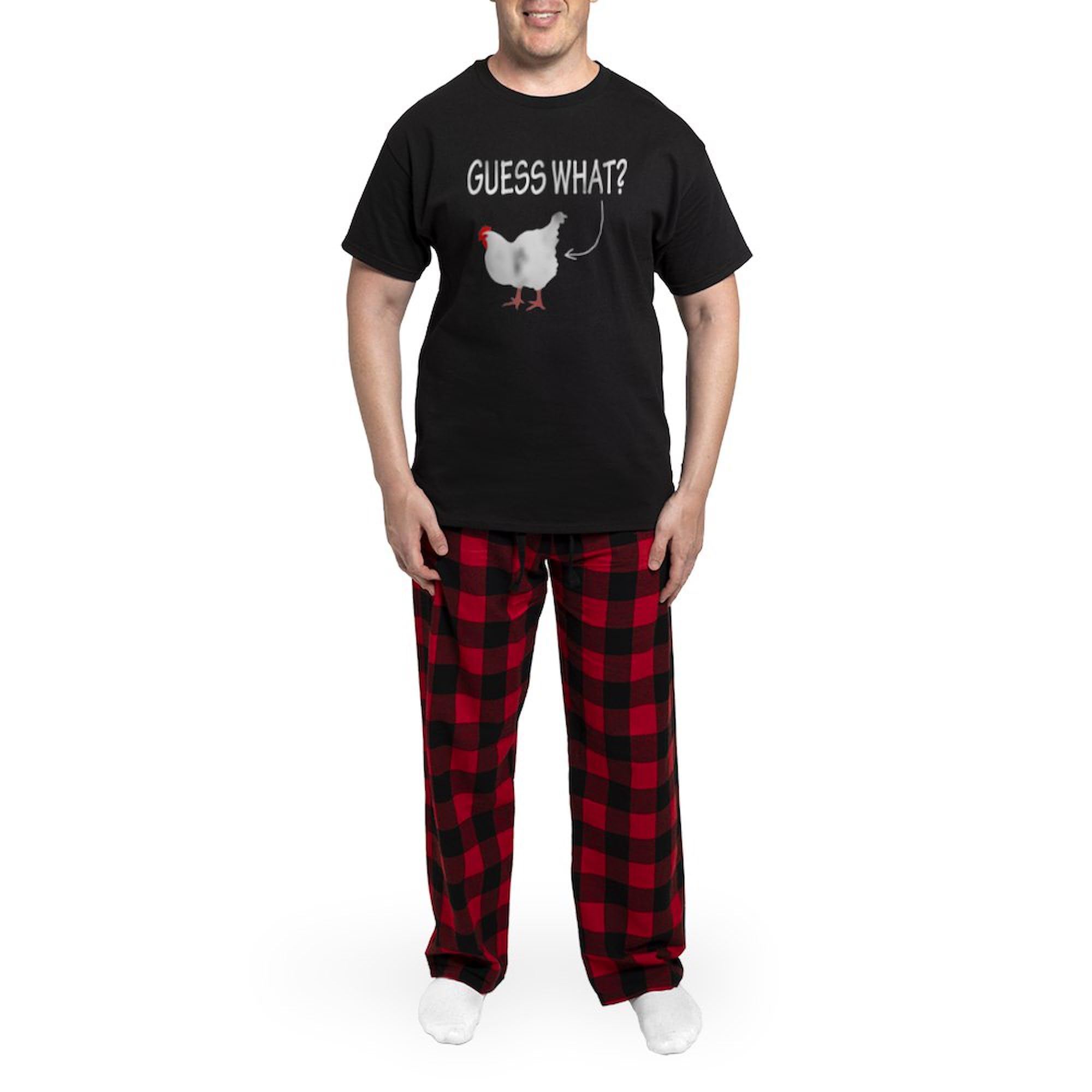 Guess What? Chicken Butt! Funny Men's Pajama Set - Comfortable Cotton Sleepwear for Lounge & Sleep - Novelty PJS for Relaxing at Home, Gifts & Parties