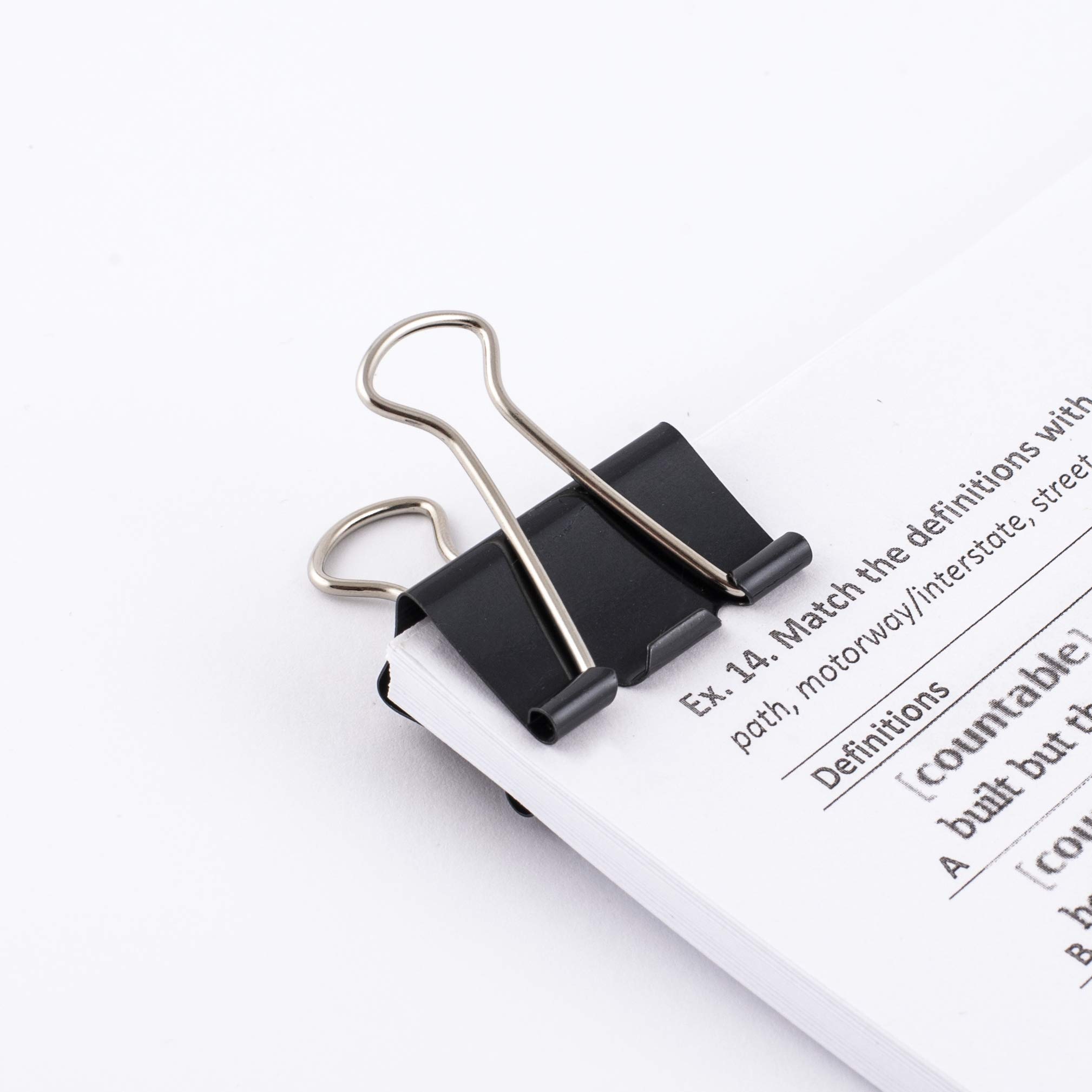 12-Pack 32mm Multi-Function Metal Binder Clips - Black Office Supplies for Documents, Notes, Writing Papers & Drawing | Perfect for Organizing Files, School Projects & Office Work