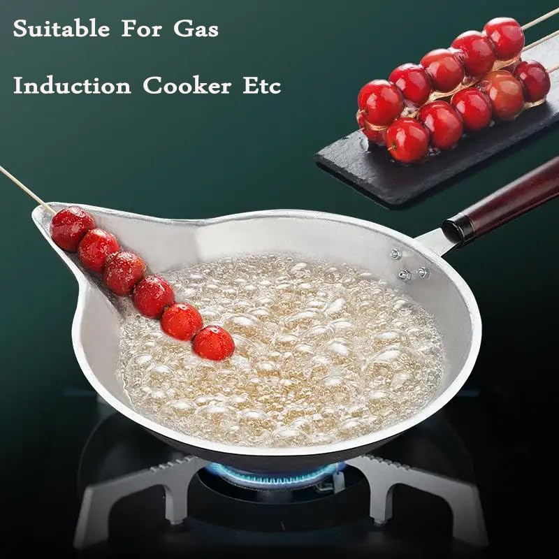 Large Cast Iron Melting Pot for Tanghulu, Sugar Dipping & Candy Making - Heavy Duty Stove Top Wok with Handle & Accessories - Perfect for DIY Candies, Chocolate Melting & Asian Dessert Cooking