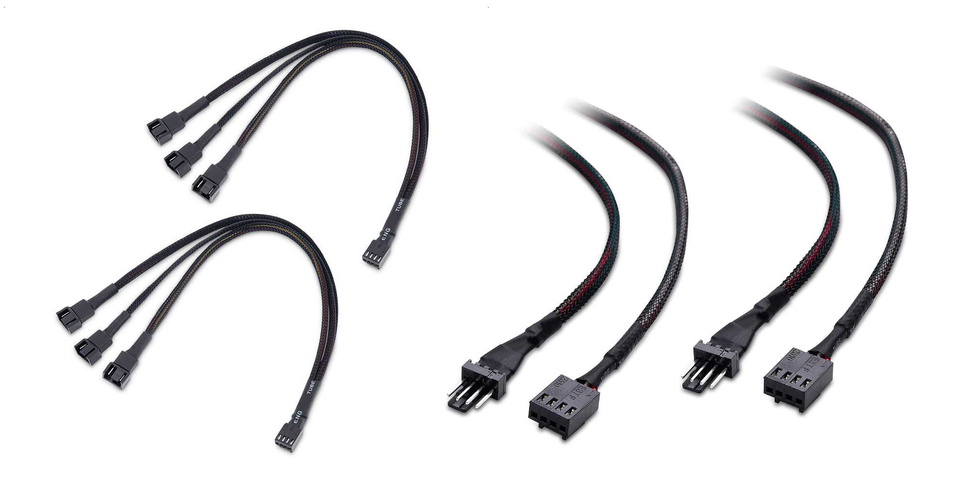 Cable Matters 2-Pack 3-Way 4-Pin PWM Fan Splitter Cable 12 Inch & 4-Pin PWM Fan Extension Cable - for PC Cooling, Case Fans, CPU Coolers, and Gaming Rigs