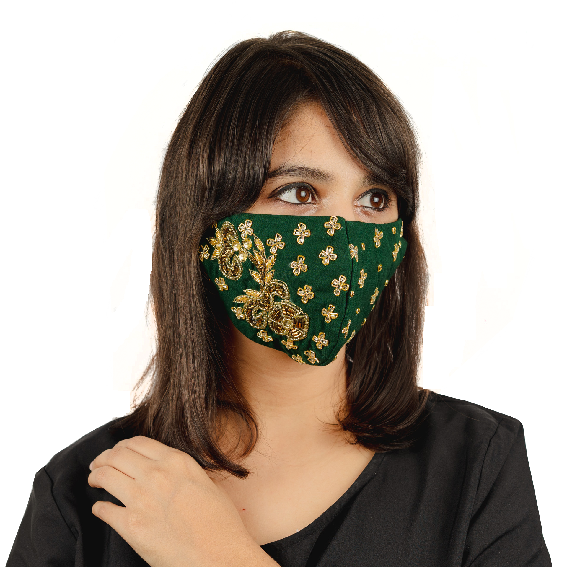Floral Embroidery Cotton Face Mask - 5 Pack, Breathable & Reusable, Soft Fabric for Daily Protection - Perfect for Shopping, Travel & Outdoor Activities