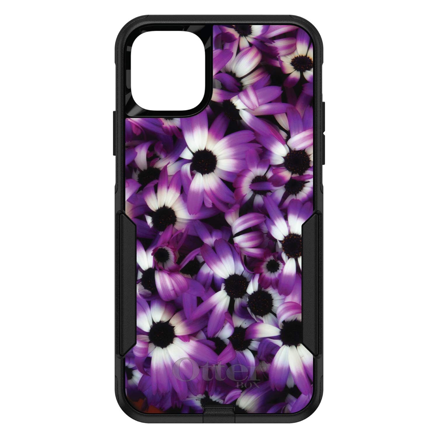 DistinctInk iPhone 12 Pro MAX Case (6.7 Inch) - Premium Protective Cover with Floral Design | Durable Shockproof Replacement for OtterBox Commuter Series | Purple White Black Flowers Pattern | Perfect for Daily Use, Travel & Outdoor Activities