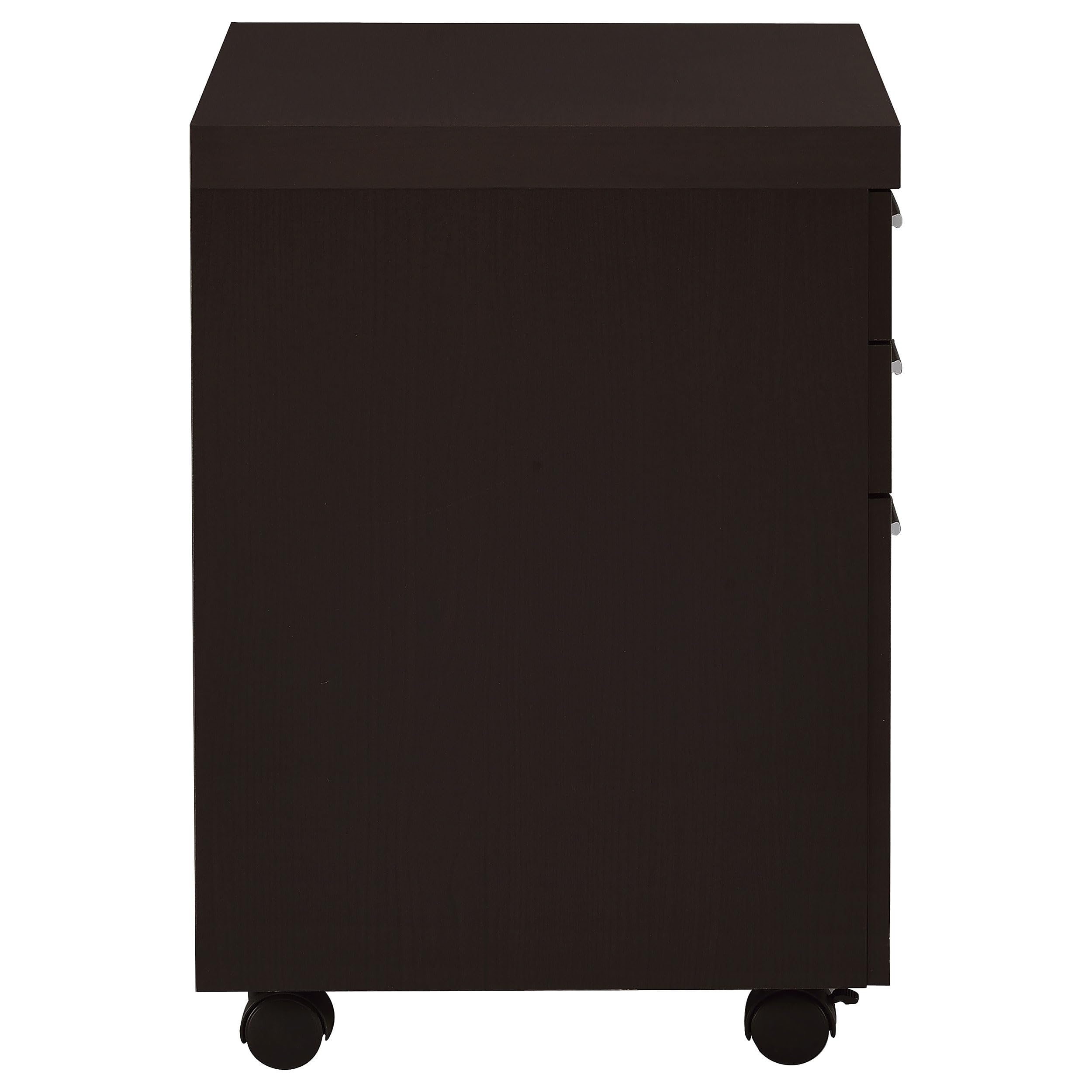 Skylar 3-Drawer Mobile File Cabinet by Coaster Furniture - Cappuccino Finish, 800894 - Perfect for Home Office, Dorm Room & Small Space Organization