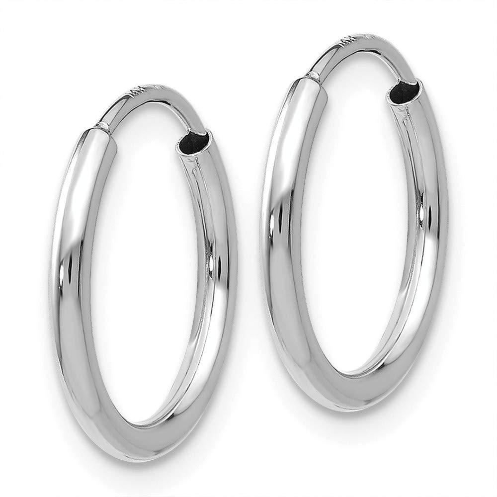14K White Gold 1.5mm Polished Endless Hoop Earrings for Women - Classic Minimalist Circle Earrings for Everyday Wear, Gift Giving & Special Occasions