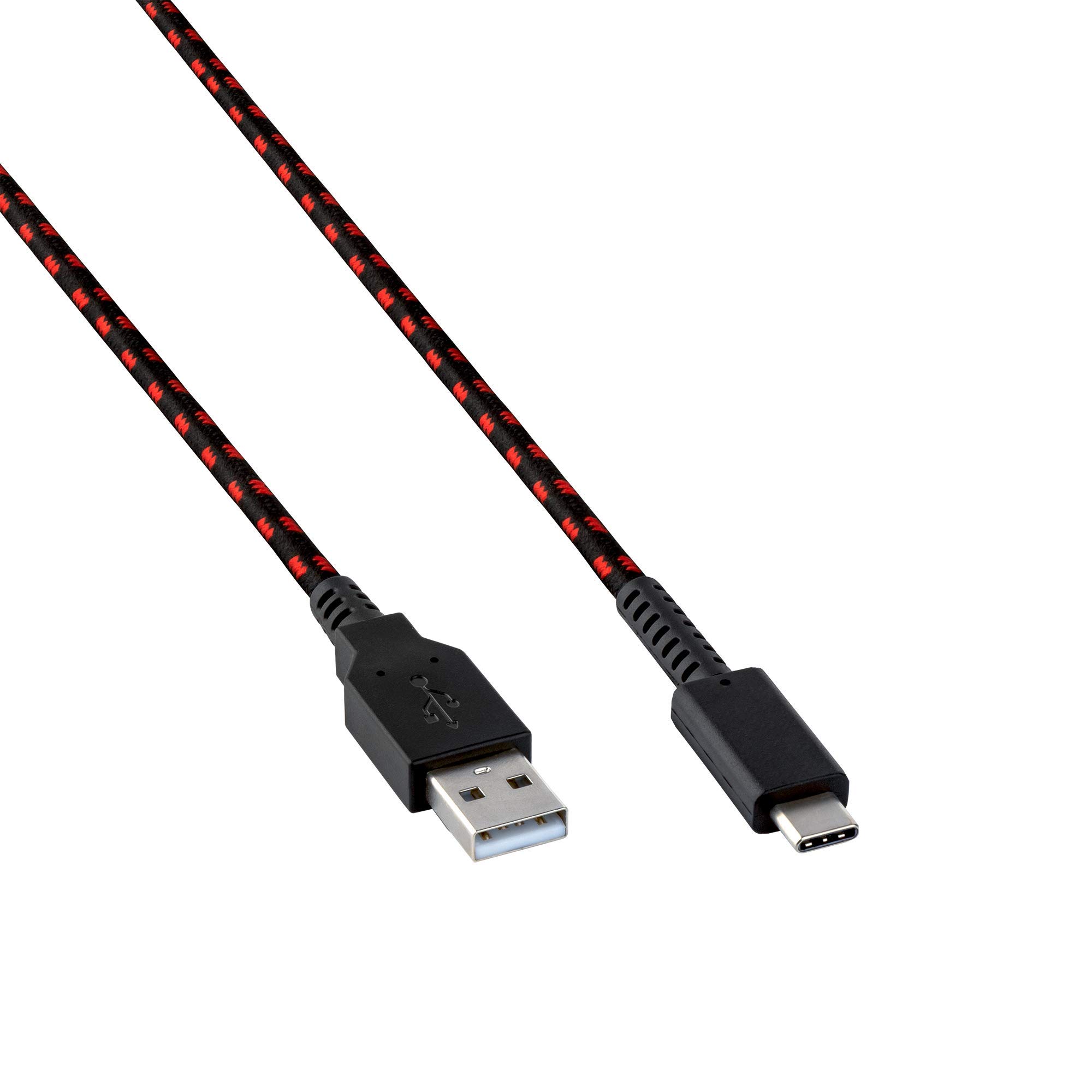 PDP Gaming Charge Cable - 8ft USB C Fast Charging Cord for Nintendo Switch, Android Phones & Tablets - Durable Black/Red Braided Cable for Gaming & Travel