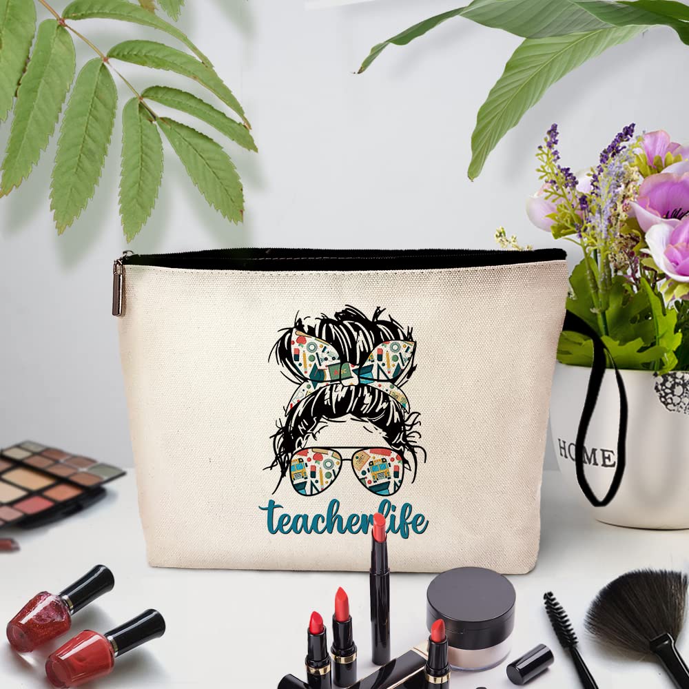Funny Teacher Cosmetic Bag - Travel Toiletry Zipper Pouch for Makeup Storage | Cute Teacher Appreciation Gift for Women | Perfect for Classroom, Retirement Party & Travel Essentials Organization