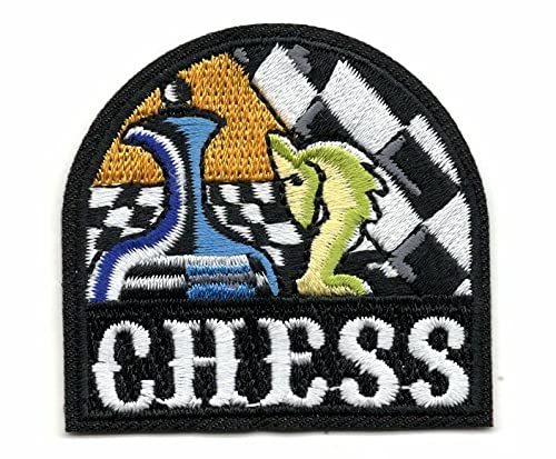 Chess Iron On Patch for Jackets & Bags - Embroidered Game & Gambling Design - Perfect for DIY Clothing, Costumes & Accessories