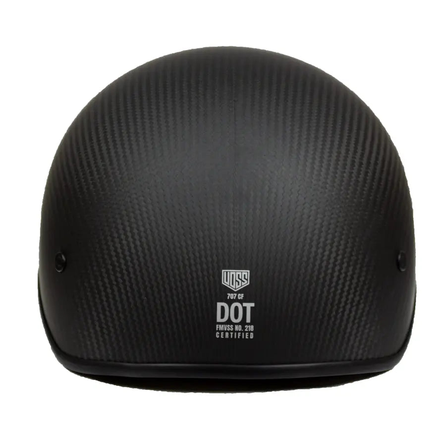 VOSS 707 Cruise Carbon Fiber Motorcycle Half Helmet - Lightweight Matte Black DOT Approved for Men & Women - Perfect for Cruiser, Touring & Urban Riding