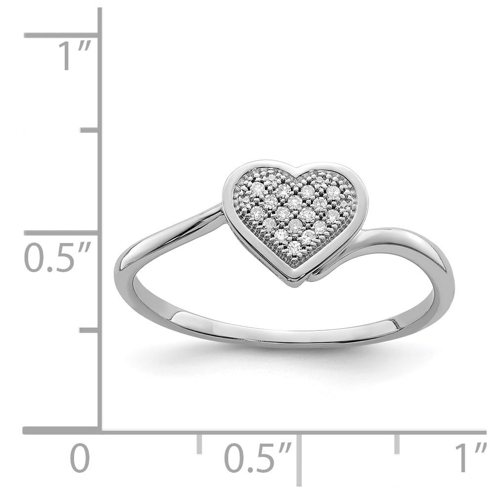 Diamond2Deal 925 Sterling Silver Diamond Heart Ring (0.05 ct) - Elegant Jewelry Gift for Women, Valentine's Day, Anniversary & Special Occasions