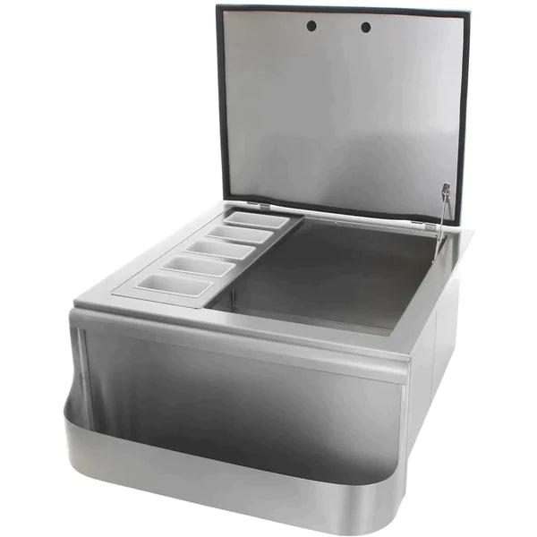 NorCal 260 Series 18 Inch Slide-In Ice Bin Cooler with Speed Rail & Condiment Holder - Perfect for Bars, Restaurants, and Outdoor Parties