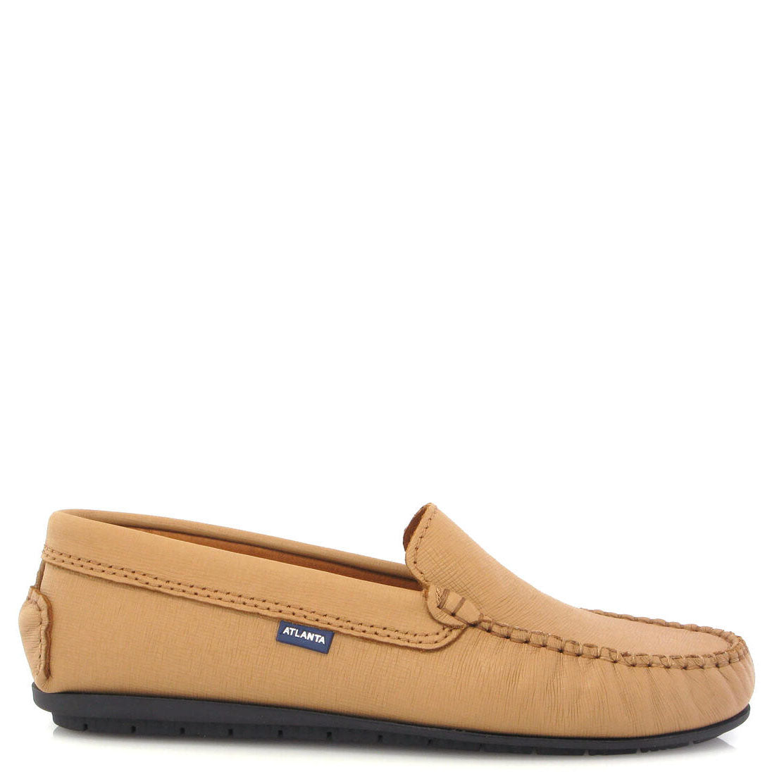 Premium Atlanta Moccasin Loafers in Camel Textured Leather - Comfortable Slip-On Shoes for Men, Perfect for Business Casual, Office Wear & Travel