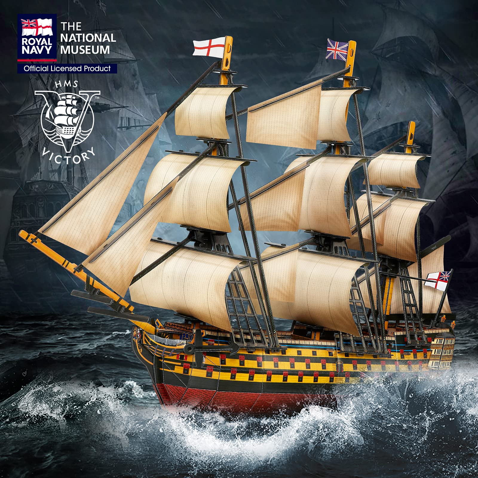 CubicFun 3D Puzzle HMS Victory Ship Model Kit - 189 Piece Large Wooden Sailing Vessel Building Set for Adults & Teens - Perfect for Home Decor, Gift Giving & Stress Relief