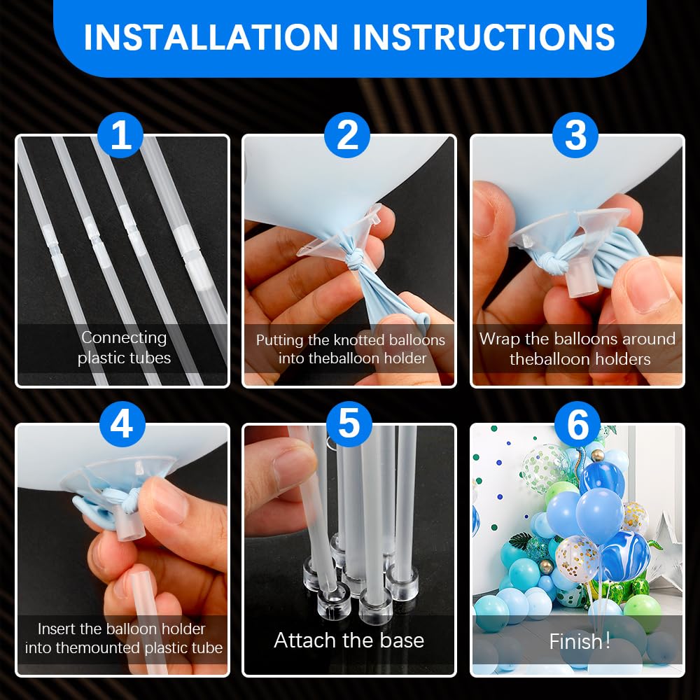 4-Piece Balloon Stand Kit with Base - Balloon Sticks, Arch Stand & Centerpiece Holder for Table & Floor - Perfect for Birthday Party Decorations, Baby Showers & Wedding Events