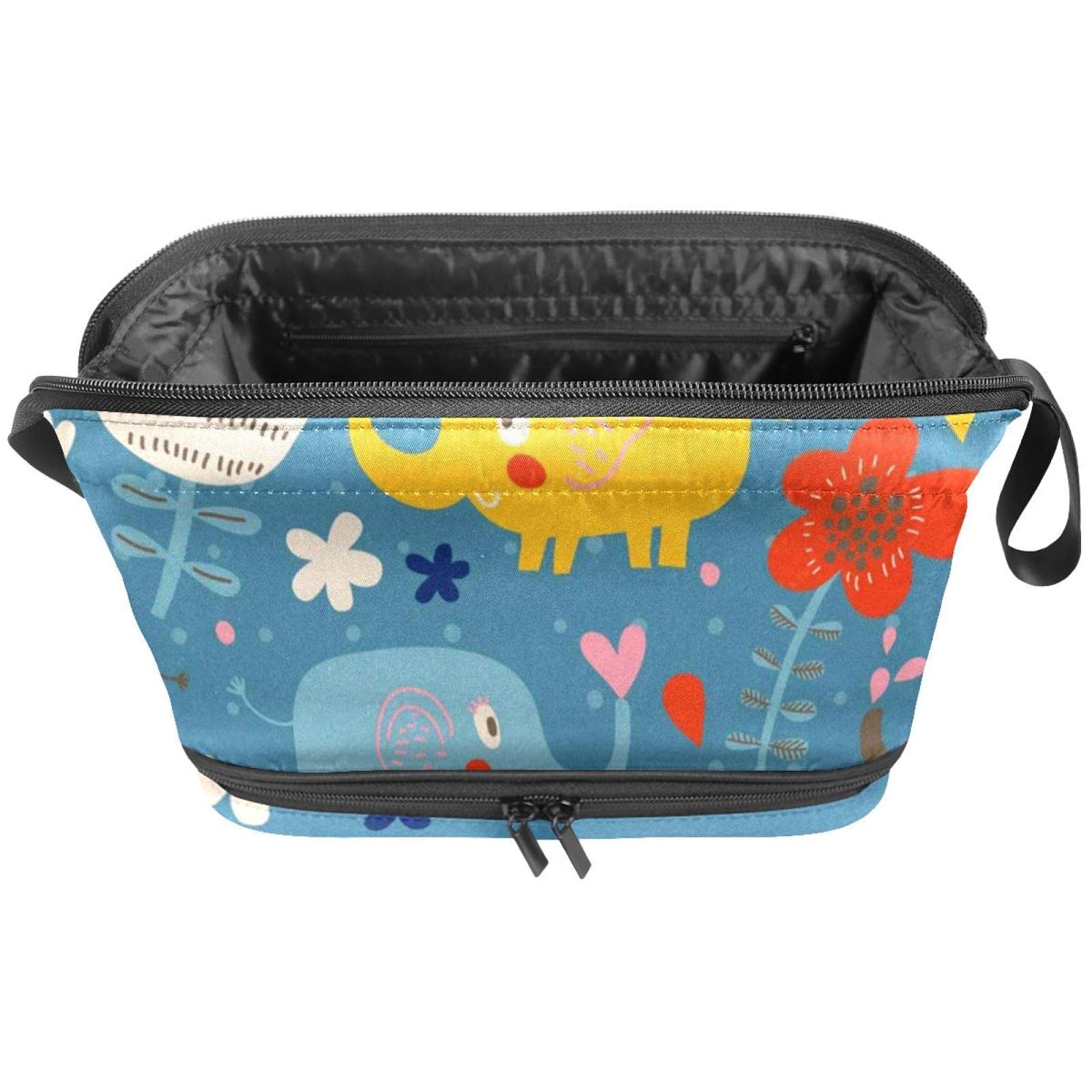 Large Travel Makeup Bag with Elephant Cartoon Design - Waterproof Cosmetic Organizer for Women, Perfect for Toiletries & Travel Essentials | Great for Vacations, Gym, and Daily Use