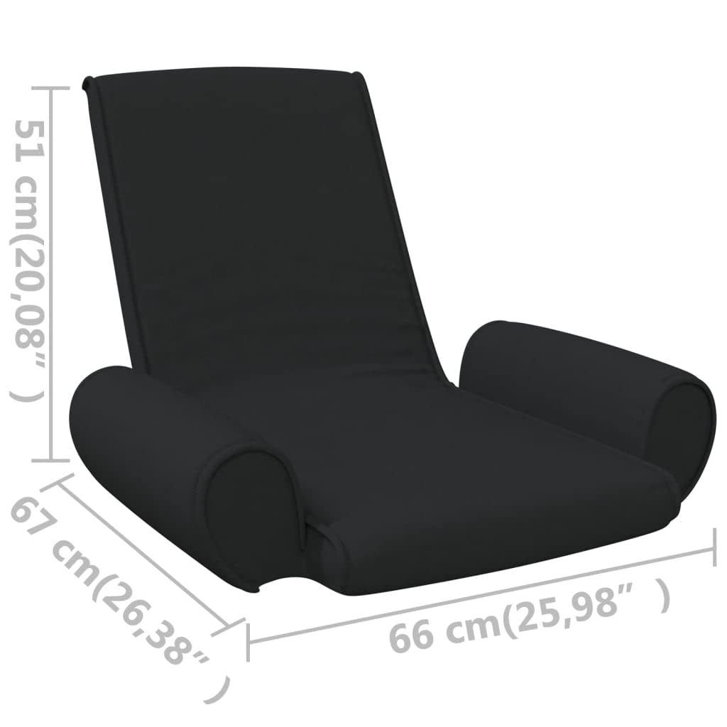 SKM Folding Floor Chair Black Fabric - Comfortable Foldable Floor Seat for Adults - Perfect for Living Room, Bedroom, Yoga & Meditation - Padded Floor Chair with Back Support