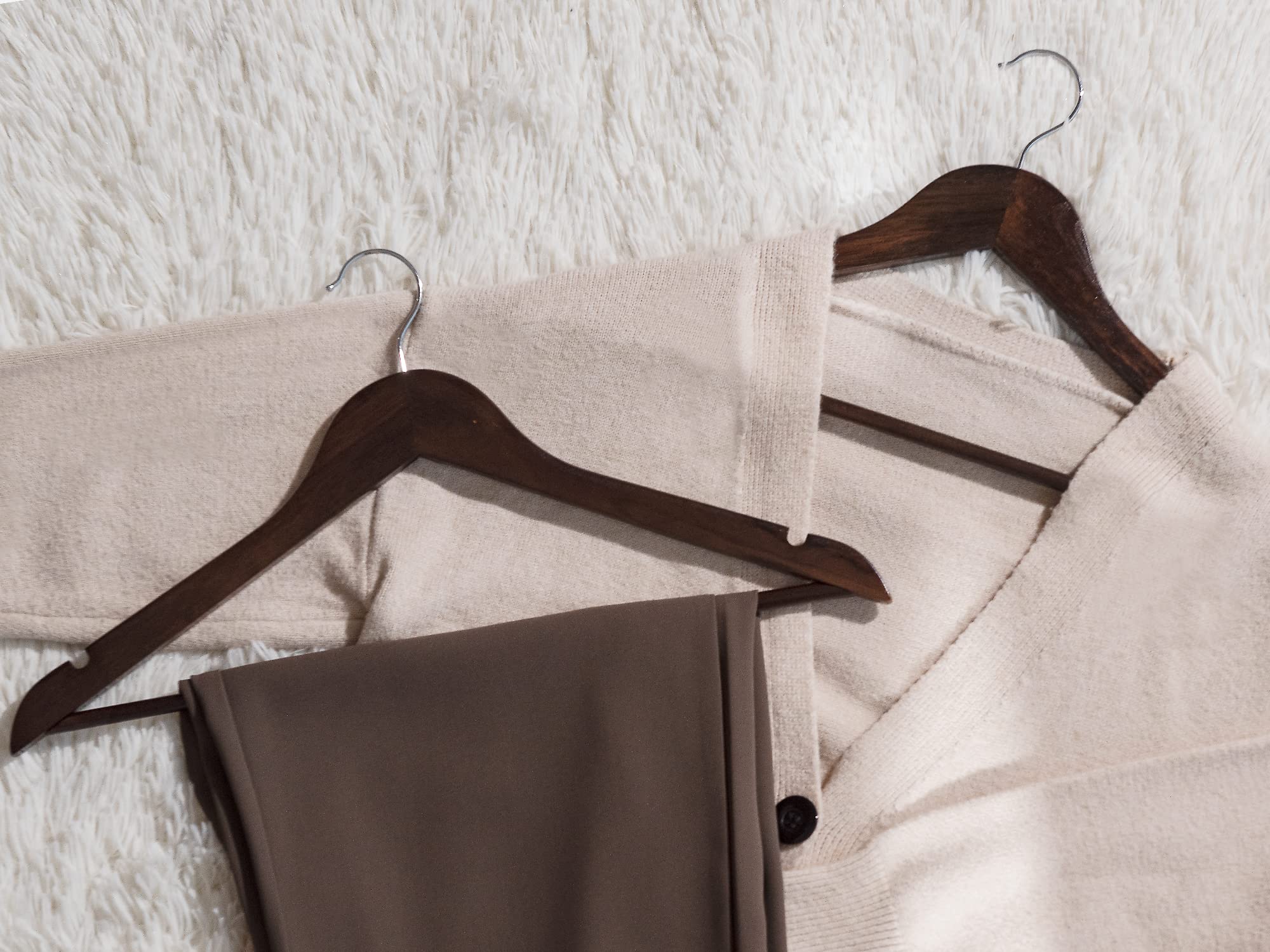 Premium Walnut Wooden Hangers 20-Pack - Heavy Duty Clothes Hangers for Coats, Shirts, Jackets, Pants & Suits - Space Saving Closet Organization for Home, Office and Retail Stores