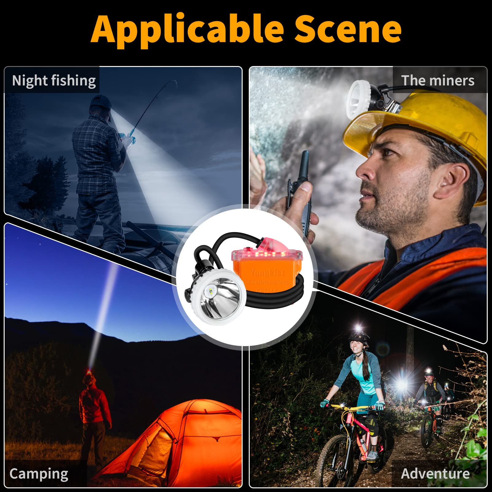 Super Bright Rechargeable LED Headlamp for Hunting & Mining - 1+2 LED Lights, Waterproof & Explosion Proof Hard Hat Light - Perfect for Night Hunting, Underground Mining, Construction & Outdoor Adventures