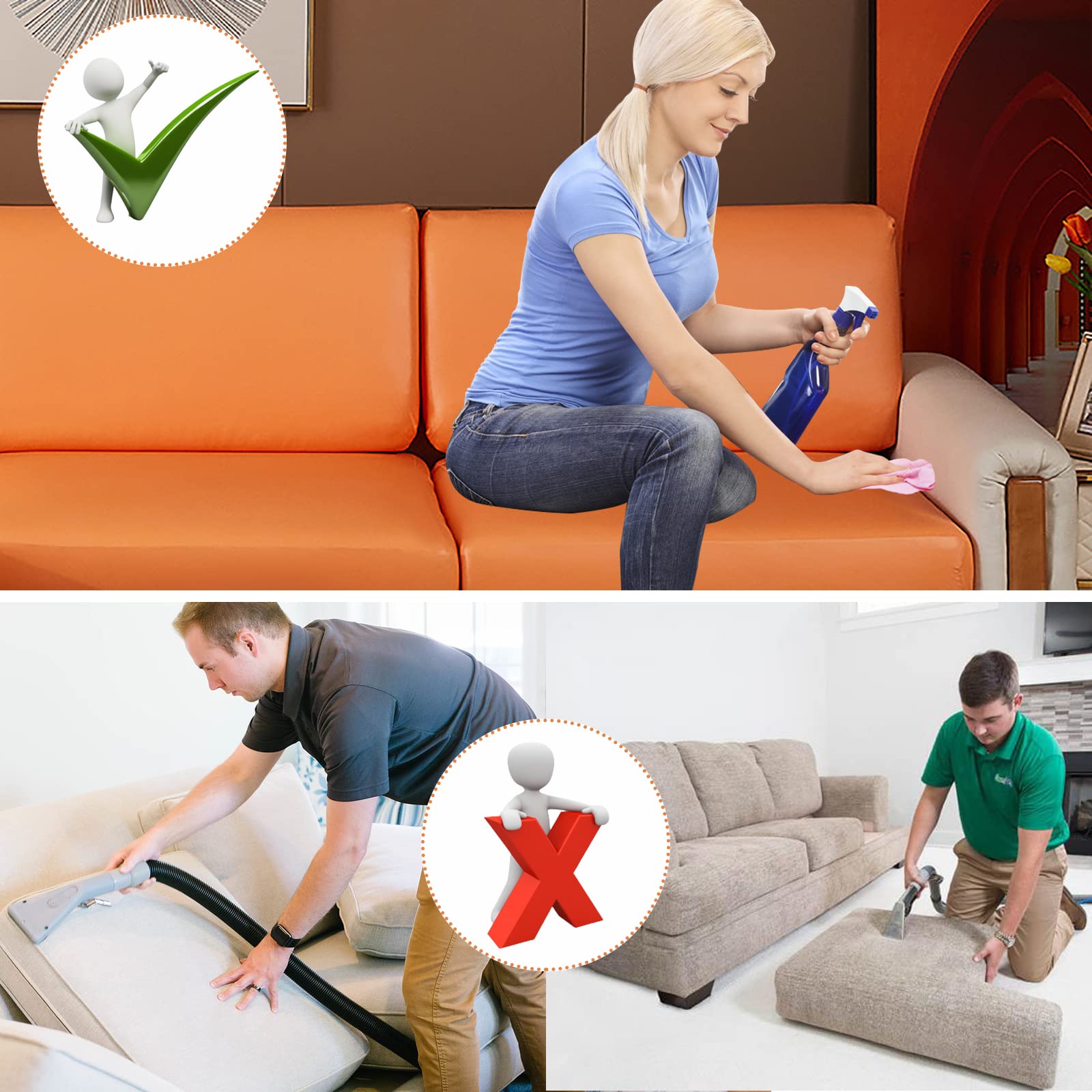 Waterproof Stretchable PU Leather Sofa Slipcover - L Shaped Couch Cushion Cover for 1-4 Seater Sectional, Anti-Slip Furniture Protector for Pets & Kids (Easy Cleaning, Perfect for Living Room, Family Room or Office)