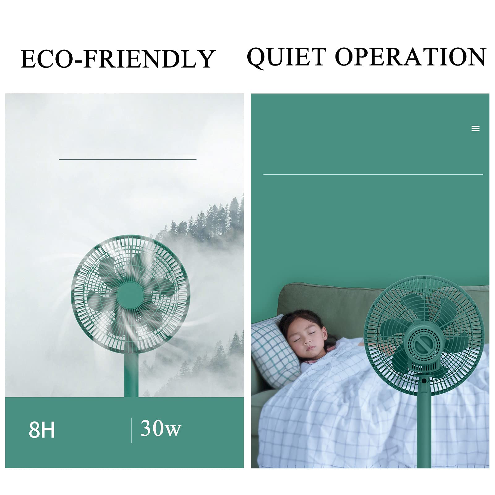 Quiet Oscillating Pedestal Fan with Adjustable Height & Wide-Angle Swing - Energy Efficient Low Noise Standing Cooling Fan for Home, Office, and Bedroom Air Circulation