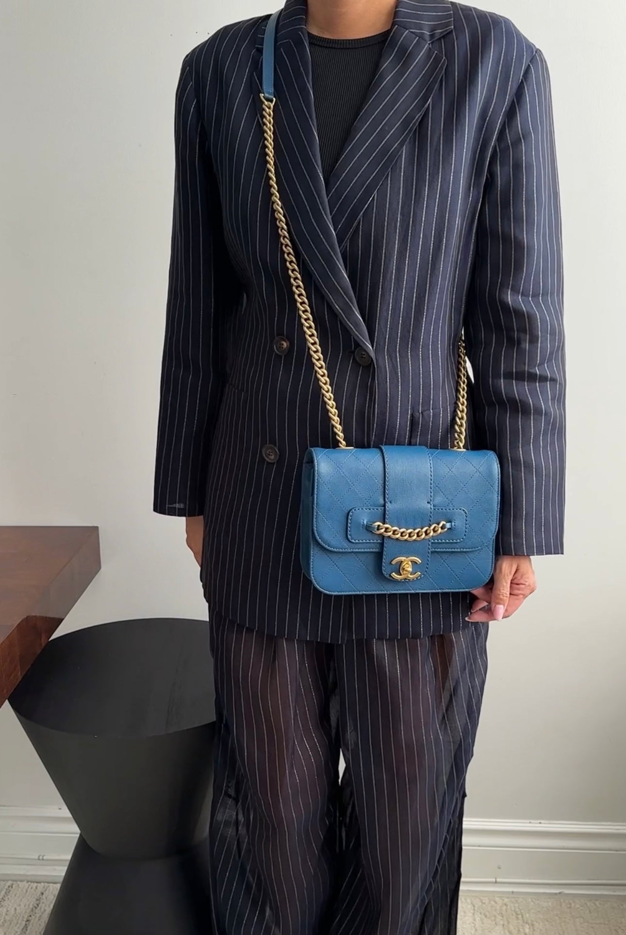 Chanel Dark Teal Blue Quilted Lambskin Leather Chain Shoulder Bag - Luxury Crossbody Purse for Women, Perfect for Evening Parties & Date Nights