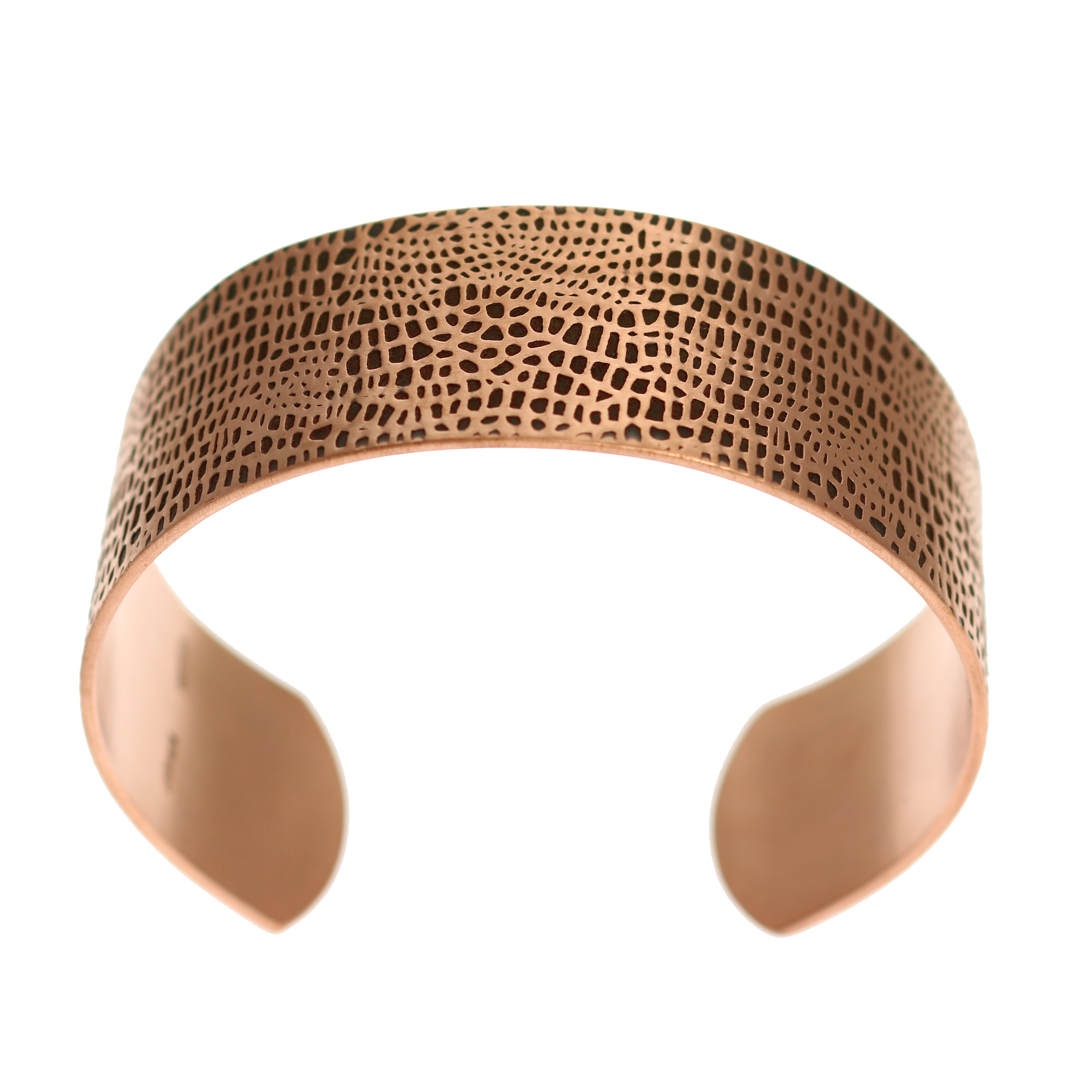 Men's Alligator Embossed Solid Copper Cuff Bracelet - 1 Inch Wide Bangle for Casual & Formal Wear - Perfect Gift for Men