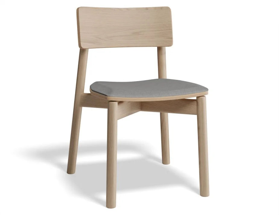 Premium Andi Chair with Soft Leather Seat Pad - Natural Wood Finish - Comfortable Modern Home & Office Seating for Living Room, Study, or Workspace