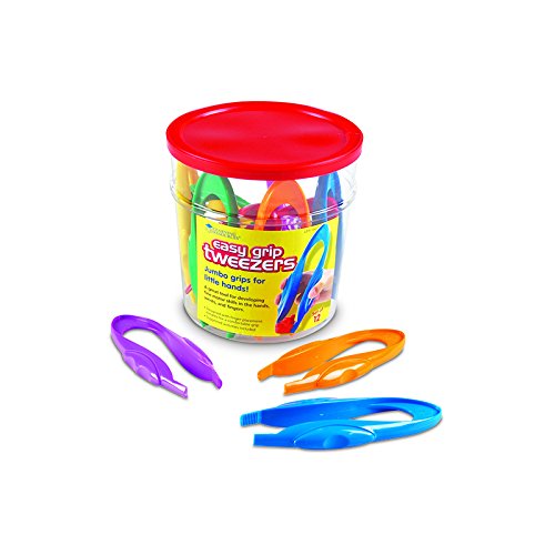 Learning Resources Easy Grip Tweezers - Set of 12 (6 Colors) for Kids Science Experiments, Classroom Activities & Fine Motor Skill Development