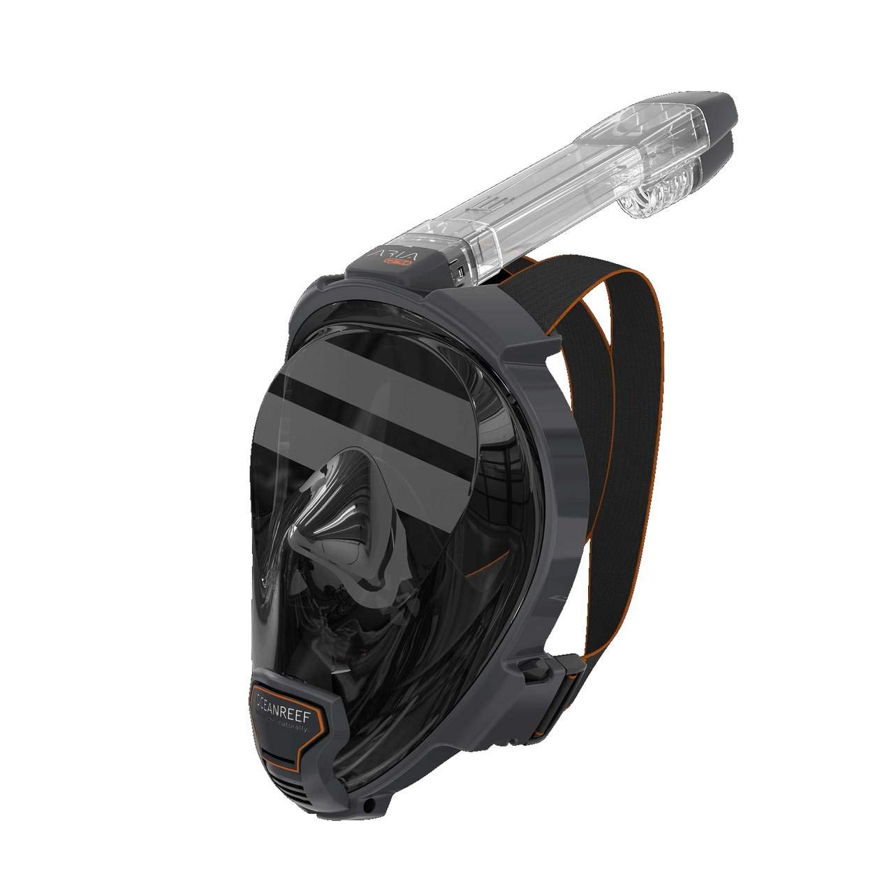 Ocean Reef Aria QR+ Full Face Snorkeling Mask with Camera Mount & Snorkie Talkie - Black, Size M/L - Perfect for Underwater Photography & Hands-Free Communication