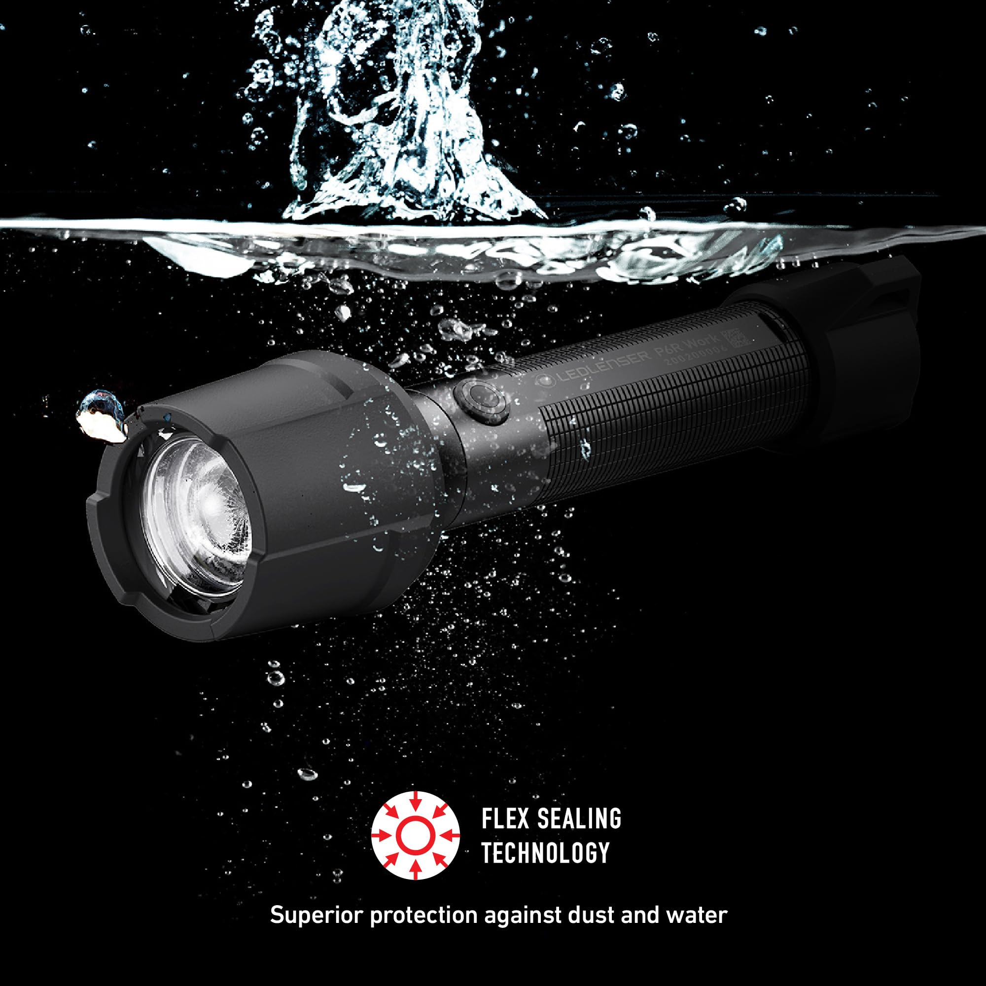 Ledlenser P6R Rechargeable LED Flashlight - 850 Lumens High Power, Waterproof, Professional Grade - Perfect for Home, Outdoor, Emergency & Work Use (Black)