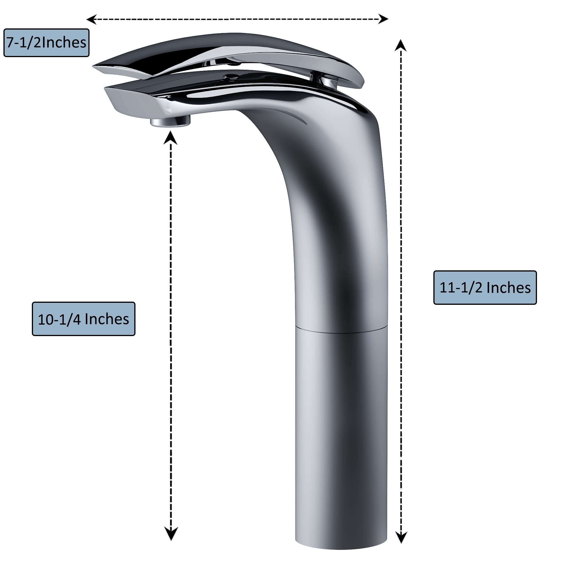 Dowell Modern Tall Vessel Sink Faucet - Single Handle One Hole Bathroom Vanity Faucet in Chrome (Model 8001 018 01) - Perfect for Contemporary Bathroom & Powder Room Decor