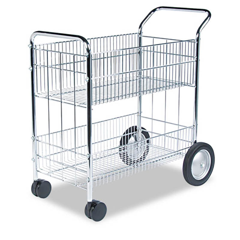Sturdy Chrome Wire Mail Cart - 21.5