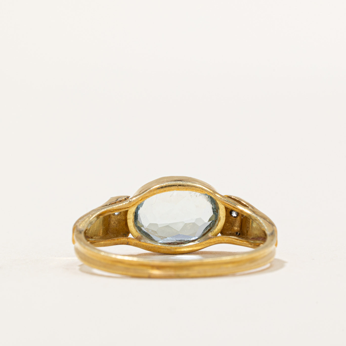 East West Aquamarine & Diamond Ring - 1.80ct Aquamarine & 0.02ctw Diamonds - Size 7.5 - Elegant Bezel Set Engagement or Wedding Ring for Women - Perfect for Proposals, Anniversaries & Special Occasions