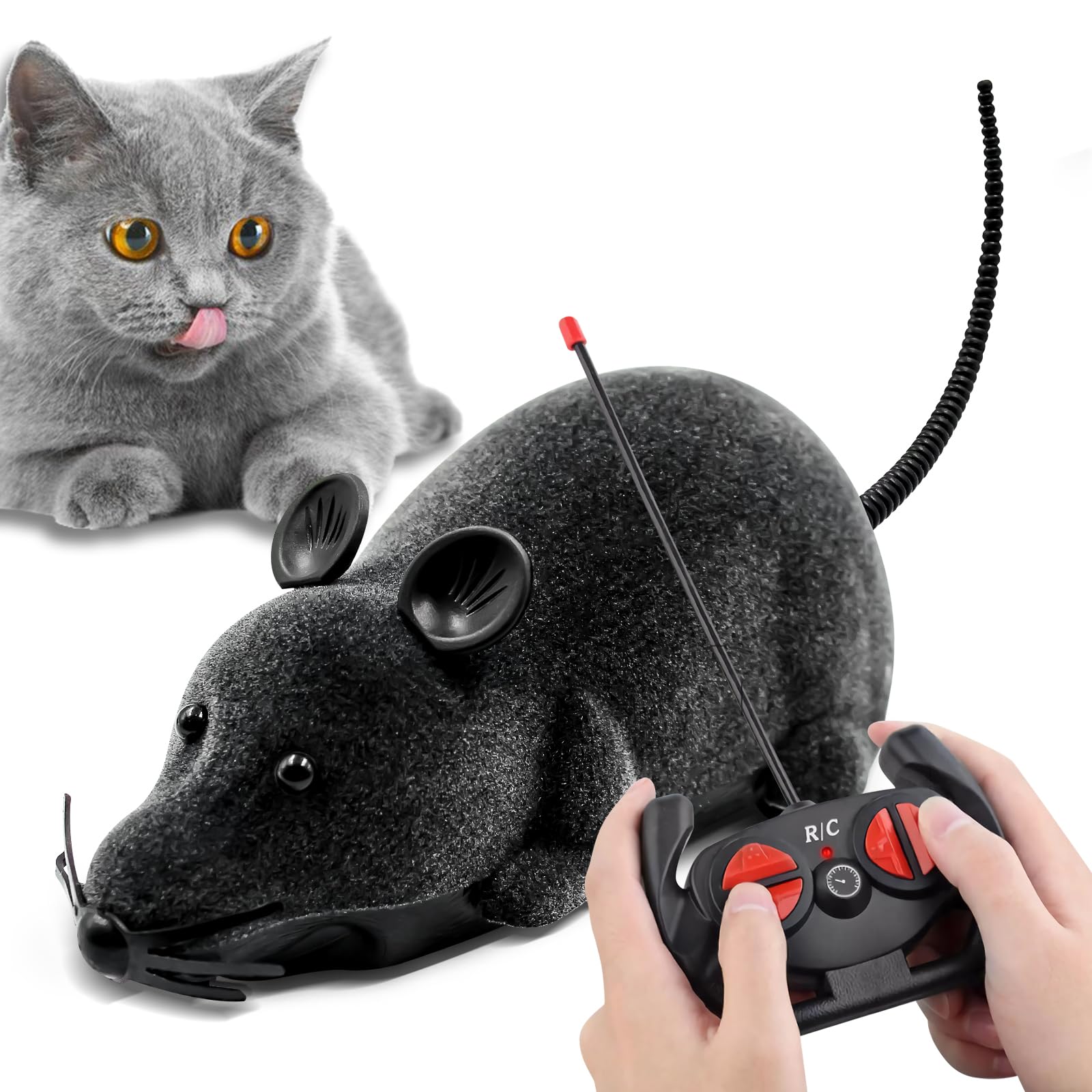 Aerbee Remote Control Rat Toy - Electronic RC Mouse for Cats, Interactive Pet Toy with Realistic Movement & Sound - Funny Wireless Chasing Prank for Pets - Perfect for Playtime, Training & Halloween Pranks