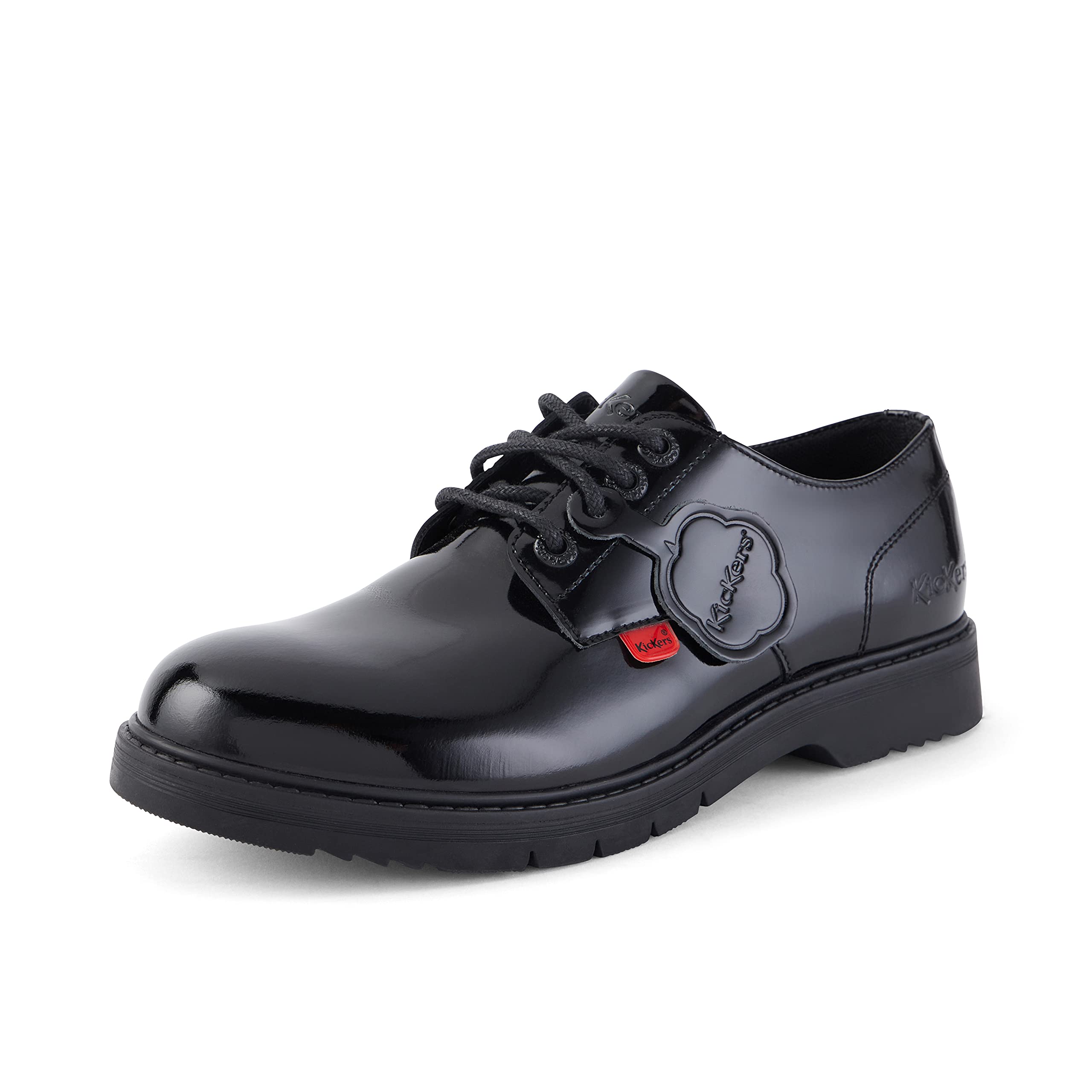 Kickers Women's Finley Lo Black Leather School Uniform Shoes - Comfortable & Stylish for School, Work & Casual Wear