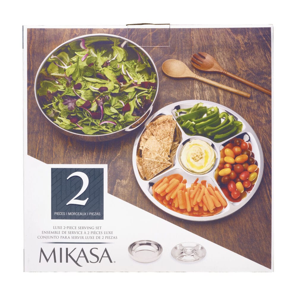 Premium 2-Piece Chilled Chip and Dip Serving Tray Set - Perfect for Parties, Entertaining & Game Day Snacks
