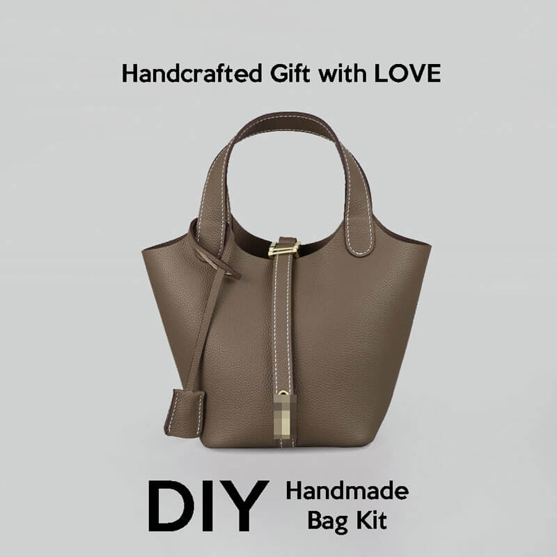 Premium Unlined Togo Leather Picotin Bag DIY Kit - Handmade Luxury Tote Crafting Set for Women | Perfect for Gift Giving, Travel & Everyday Use - Babylon Leather