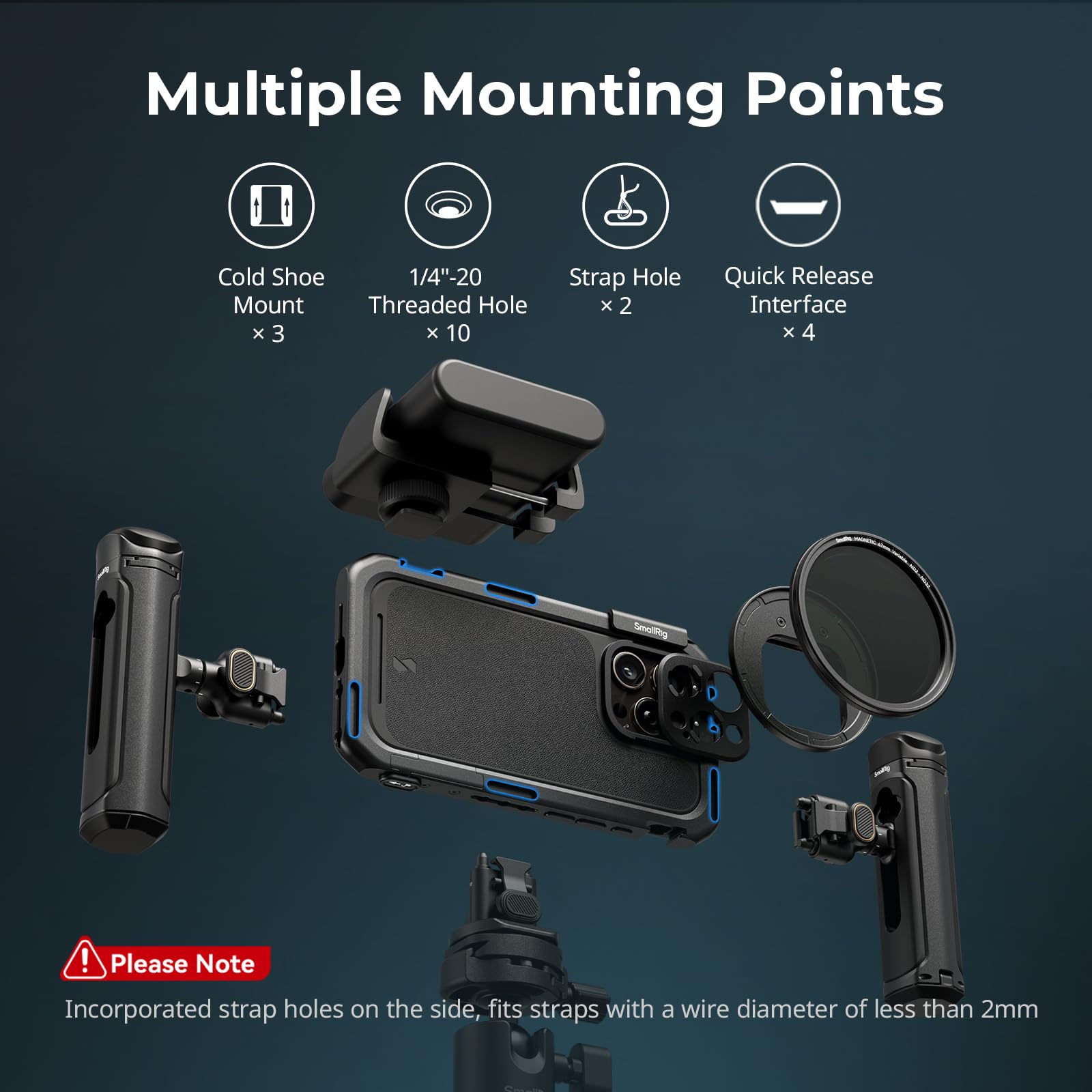 SmallRig iPhone 16 Pro Video Cage Kit - Dual Handheld Rig with Wireless Quick Release Side Handle for Professional Video Recording, YouTube, Live Streaming & Vlogging (Model 5007) - Perfect for Content Creators, Filmmakers and Mobile Videographers
