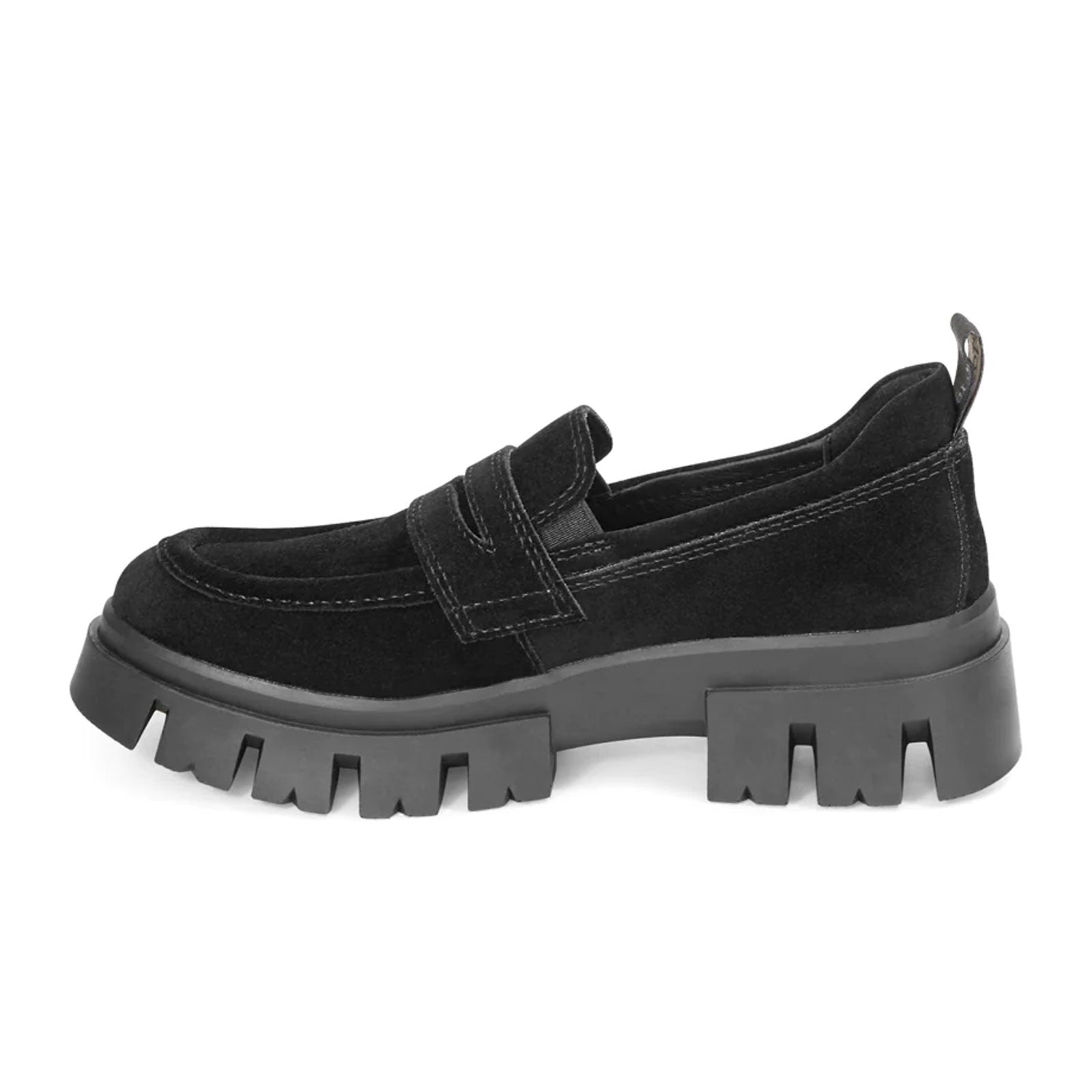 Bussola Caelyn Women's Loafer Shoes - Nero Silk Suede Slip-On Flats for Work, Office & Casual Wear