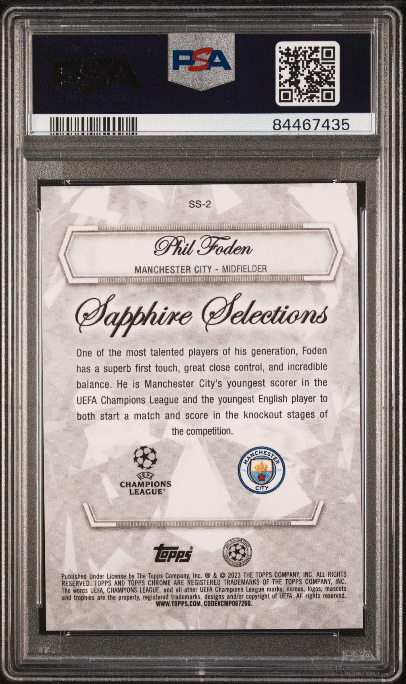 2022-23 Topps Phil Foden Orange Sapphire Selections /25 PSA 9 - Rare Soccer Trading Card for Collectors & Investors - Perfect for Display, Gifts, and Portfolio Diversification