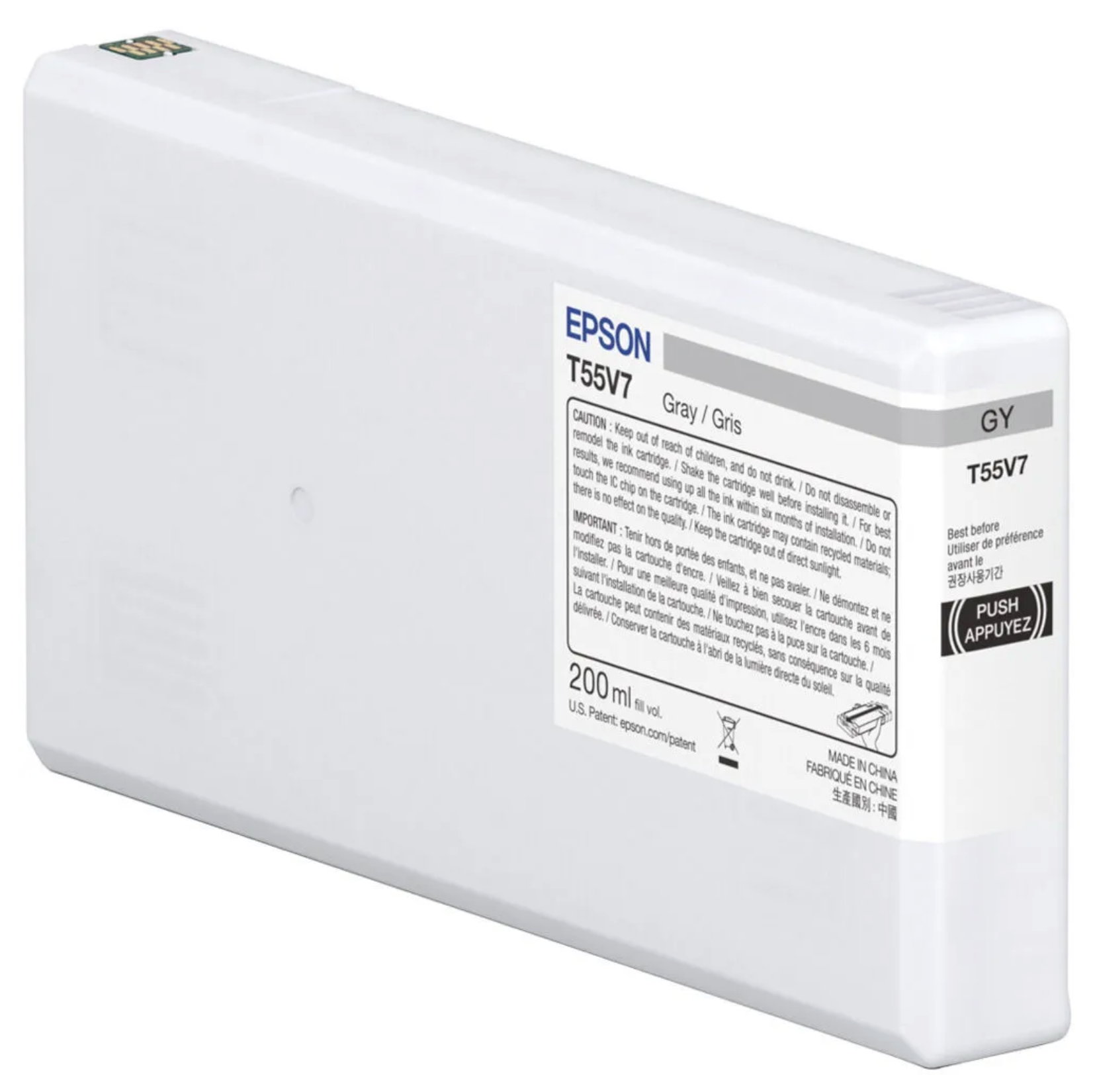 SureColor P5370 UltraChrome PRO10 Ink Cartridge - 200ml Gray (T55V700) | High-Quality Printer Ink for Professional Photo Printing & Large Format Graphics