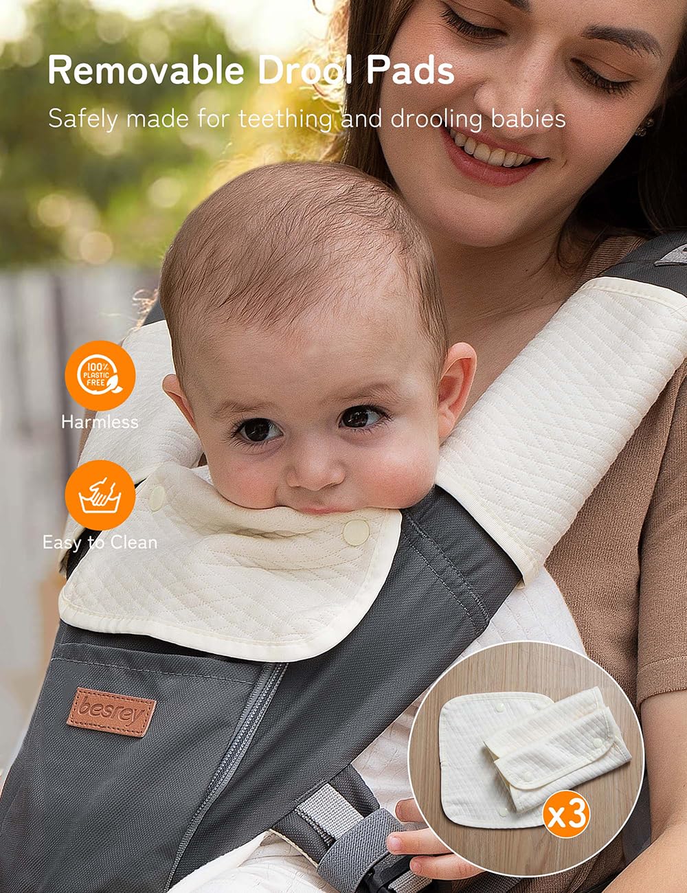 Besrey Ergonomic Baby Carrier - Front Facing & Hip Seat Hybrid for Infants & Toddlers | Breathable Mesh Design for Dad & Mom | Comfortable Kangaroo Wrap Carrier for Hiking, Shopping & Travel