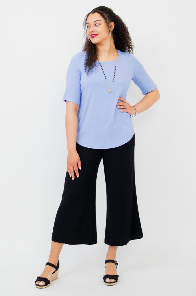 Liza Women's Bamboo V-Neck Top in Periwinkle Blue - Soft & Breathable Casual Shirt for Summer Outfits, Workwear & Weekend Wear
