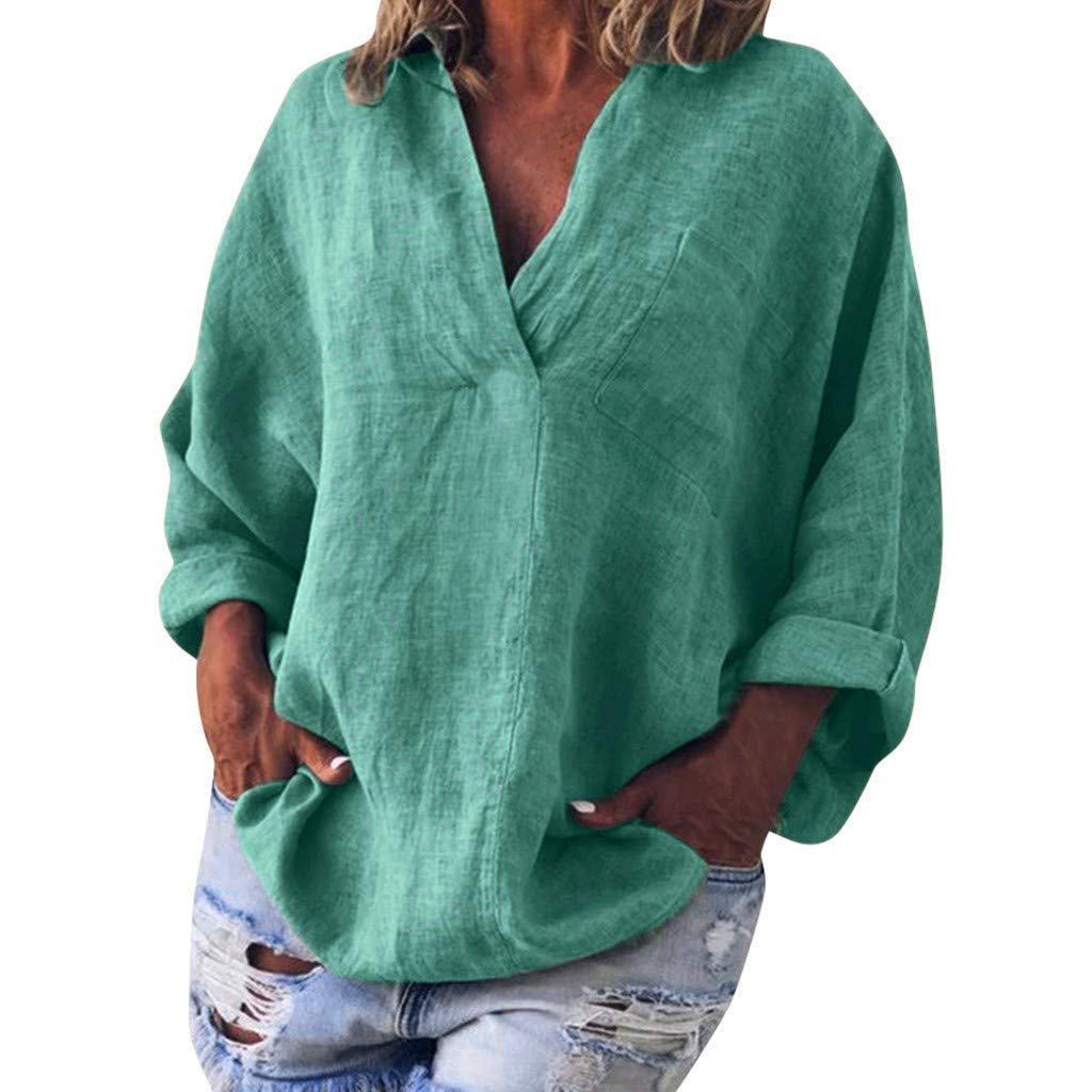 Boho Long Sleeve Cotton Linen Kaftan Tunic Top for Women - Loose Fit Blouse Tee Shirt - Fall Fashion Tops - Perfect for Casual Wear, Beach Cover-Up, and Vacation Outfits