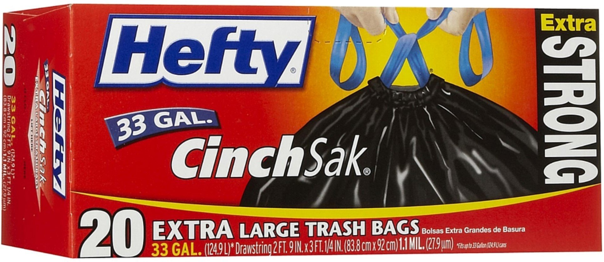 Heavy Duty Extra Large Trash Bags - 55 Gallon Cinch Sak Garbage Bags for Kitchen, Yard, Office & Commercial Use - Strong Leak Proof Outdoor/Indoor Waste Disposal Bags
