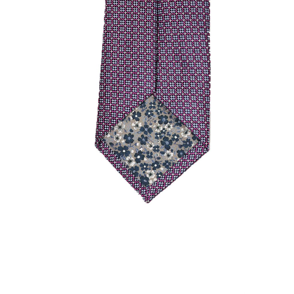 HEMLEY Printed Silk Tie for Men - Elegant Blue & Burgundy Striped Necktie - Perfect for Weddings, Business Meetings & Formal Events