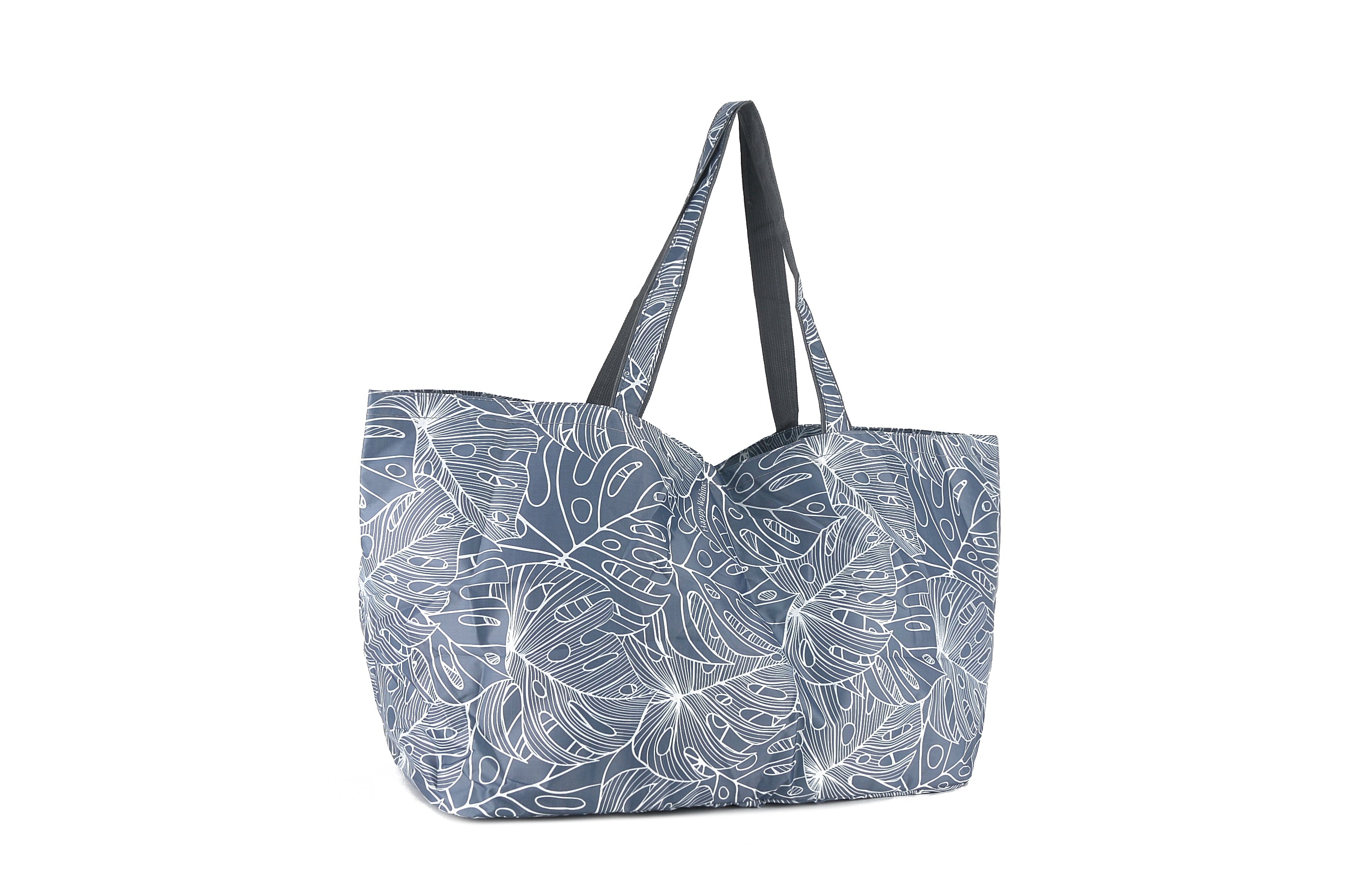 Stylish Monstera Print Large Carry All Tote Bag in Grey - Perfect for Work, Travel, and Everyday Use
