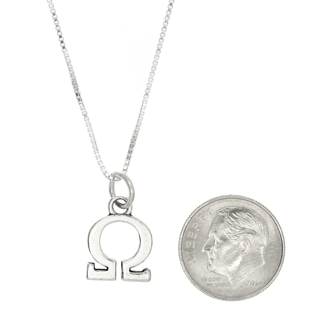 Sterling Silver Oxidized Greek Letter Omega Necklace - Sorority Charm Pendant Jewelry for Women, Perfect for Graduation Gifts & Sisterhood Events